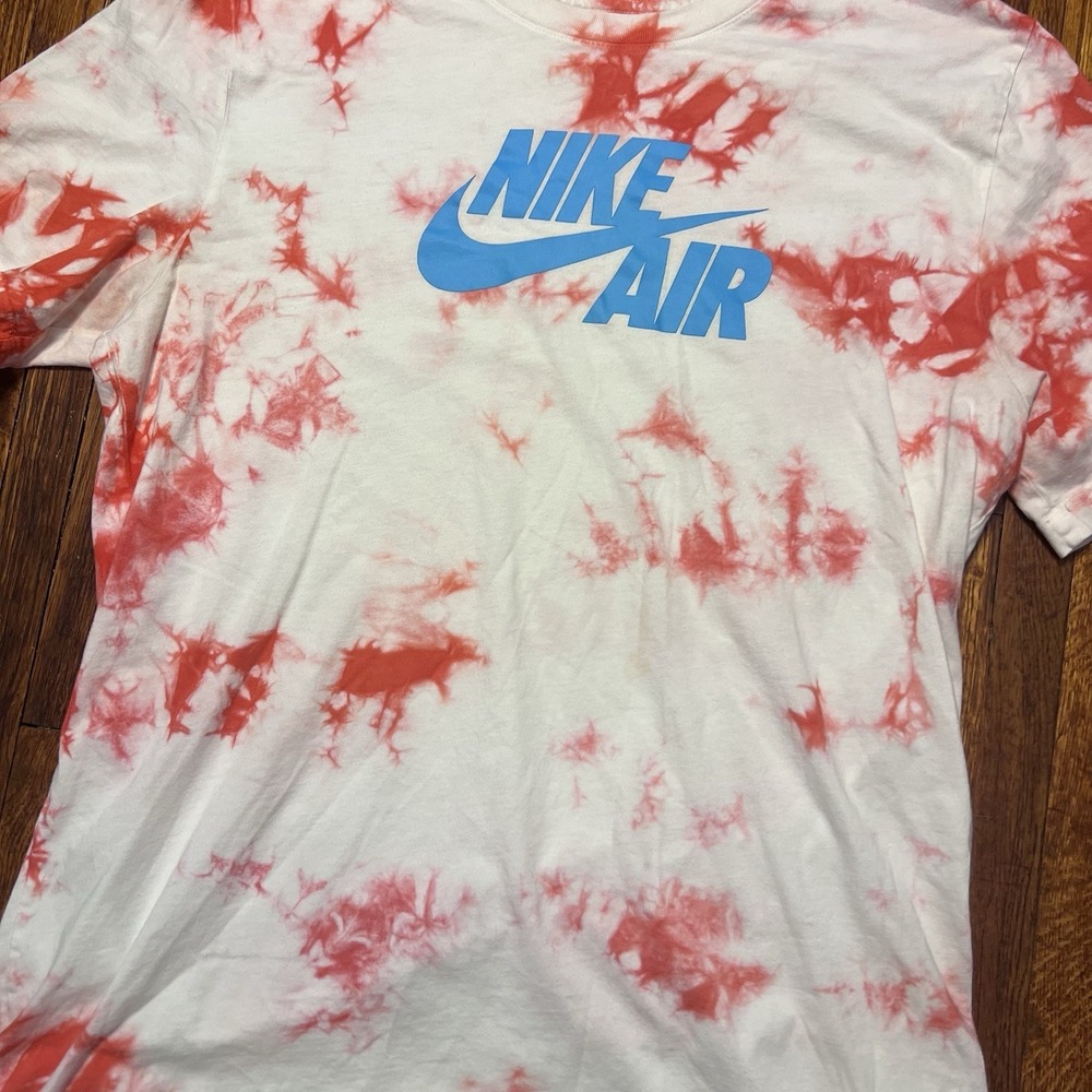 Nike Air Shirt Mens Large Red White Tie Dye Graphic Tee The Nike Tee Blue Logo - Picture 2 of 10